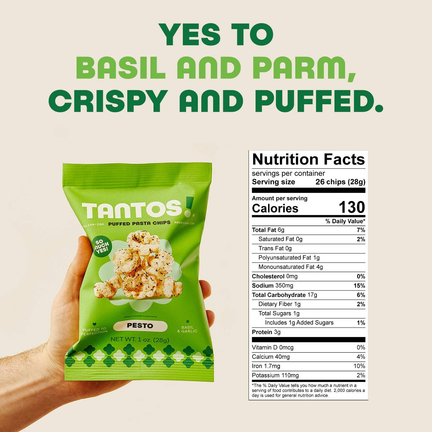 Pesto Pasta Chips by Tantos