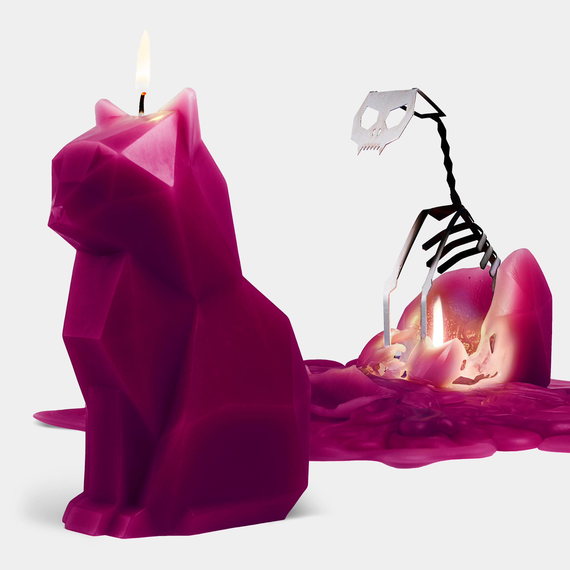 Kisa Cat Skeleton Candle by PyroPet