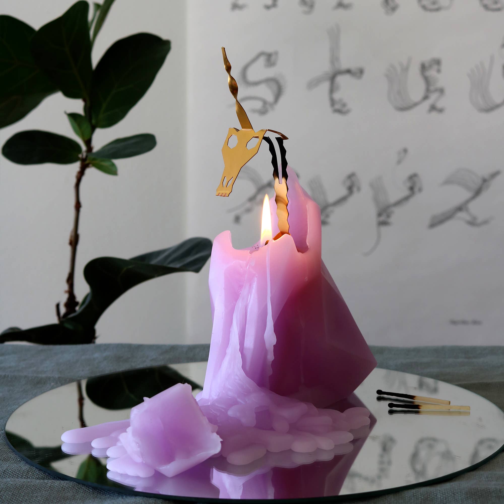 Einar Unicorn Skeleton Candle by PyroPet