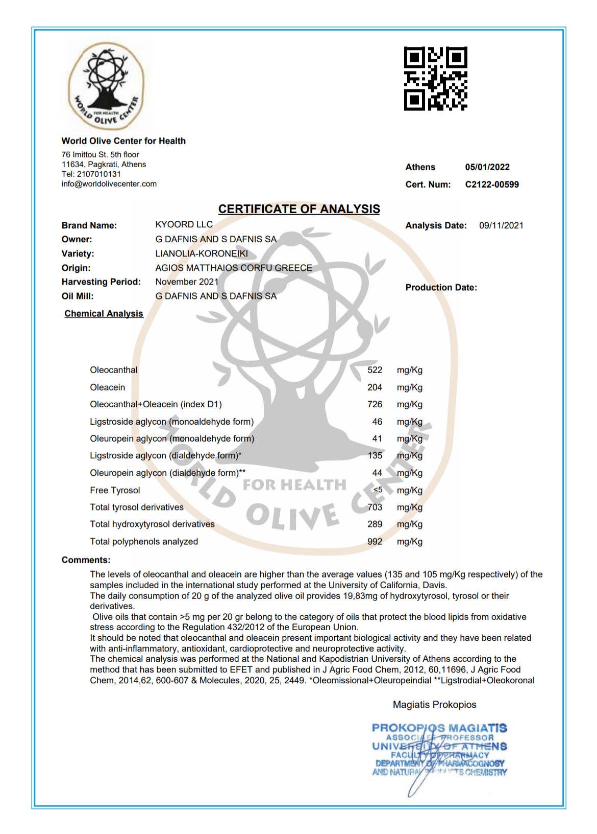 High-Phenolic Olive Oil by Kyoord