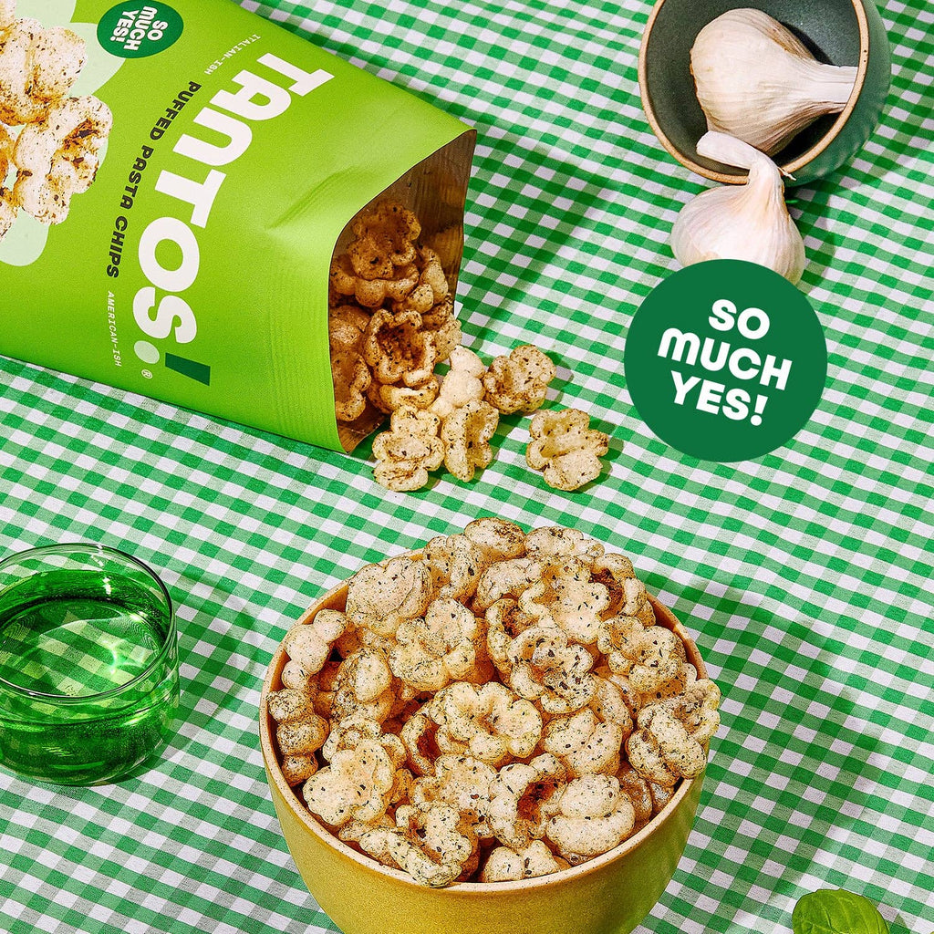 Pesto Pasta Chips by Tantos